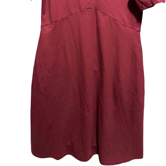 Pact NWT Fit And Flare Easy Dress V Neck Mini Cotton Burgundy Red Size Small - Picture 4 of 12